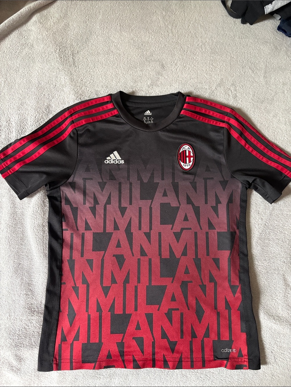 adidas AC Milan Kids Black and Red Graphic Training Jersey
